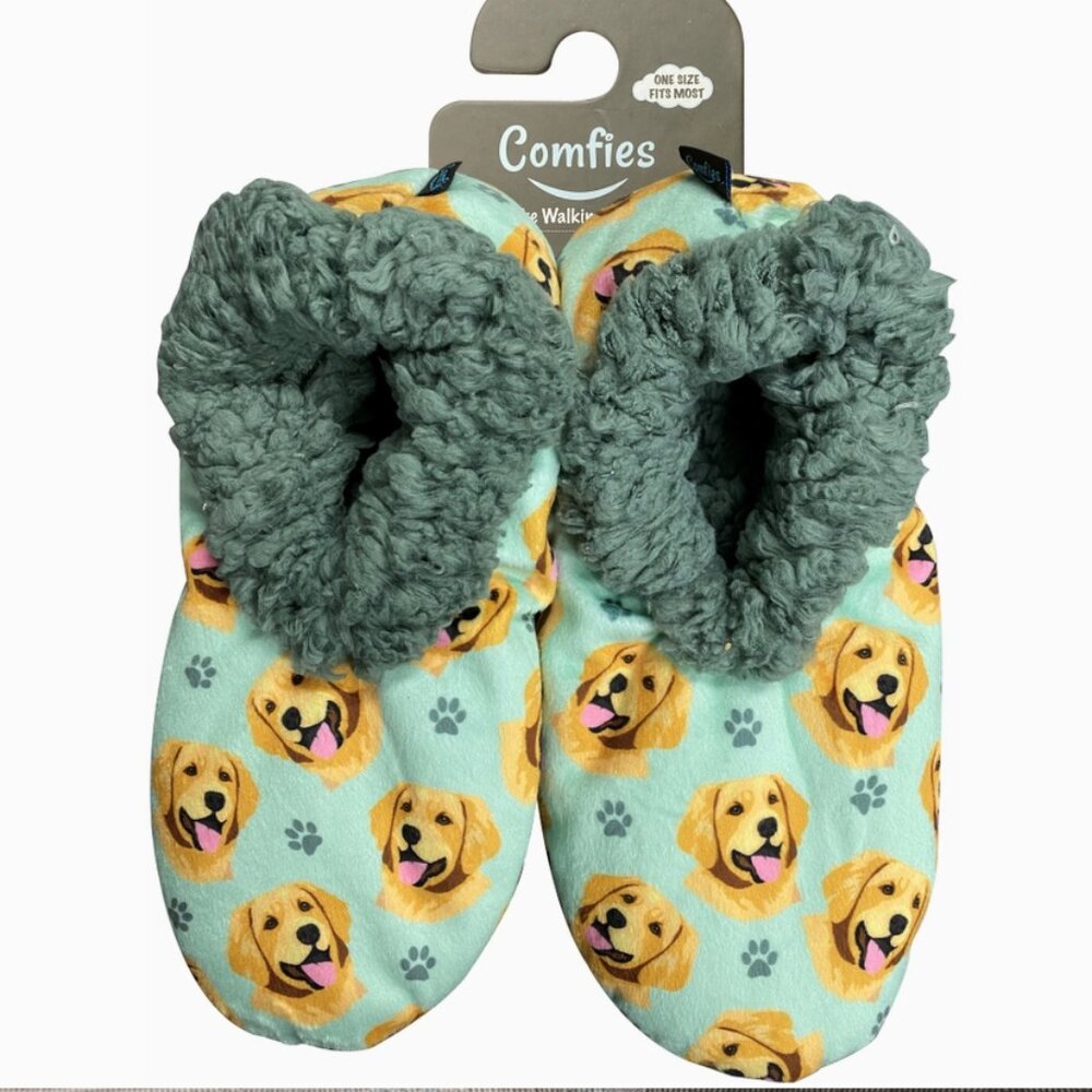 Comfies Golden Retriever Slippers - Sherpa Lined bootie style slippers NWT